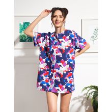 Clovia Camouflage Print Oversized T-Shirt in Multicolour Pure Cotton